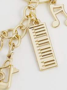 Musical Note Charm Keychain - Gold - View 3