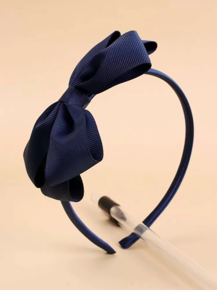 1pc סרט לשיער חמוד עם קשת, אקססורי לשיער בצבע כחול כהה, מתאים לבנות, פעוטות, מורים, תלמידים למסיבת חזרה לבית הספר - כחול נייבי - ראה 1