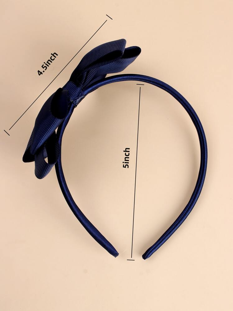 1pc סרט לשיער חמוד עם קשת, אקססורי לשיער בצבע כחול כהה, מתאים לבנות, פעוטות, מורים, תלמידים למסיבת חזרה לבית הספר - כחול נייבי - ראה 5
