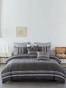 Bộ vỏ chăn có họa tiết hình học không có chất độn - Nhiều màu - Xem 6