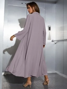 Mulvari Shirred Cami Dress & Open Front Coat Abayas - Dusty Purple - View 2