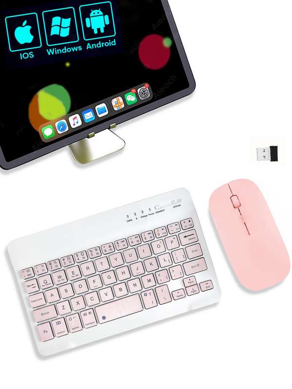 7 Inch Color Block Keyboard & Mouse Combo SHEIN IN