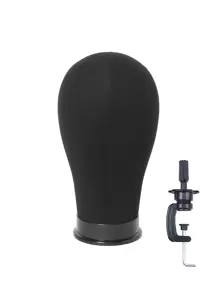 22 Inch Mannequin Head With Stand - Black - View 1