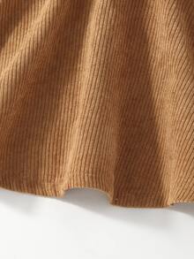 小女童褶邊荷葉袖腰帶燈芯絨洋裝