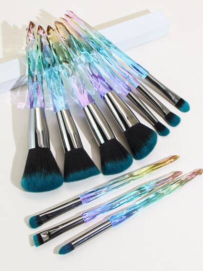 10pcs Asymmetrical Rhinestone Crystal Brush Handle Makeup Brush, Super Soft Nylon Hair Makeup Tools, Makeup Brush, Cosmetic Brush,Brush Set,Makeup Brush Kit,Make Up Brush Set,Make Up Set Complete,Makeup Brush Set,Complete Makeup Kit,Brush Kit,Brushes Makeup Set,Makeup Gift Set,Set