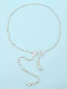 仿珍珠腰带，优雅夏季、秋季、万圣节适用 - 白色 - 查看 2