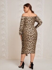 Modelyn Đầm Plus Size Thắt lưng Báo Thanh lịch - Nhiều màu - Xem 3