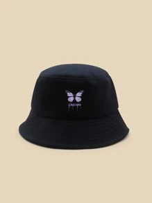 蝴蝶圖案漁夫帽 - 黑色 - 查看 1