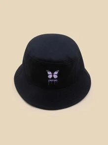 蝴蝶圖案漁夫帽 - 黑色 - 查看 3