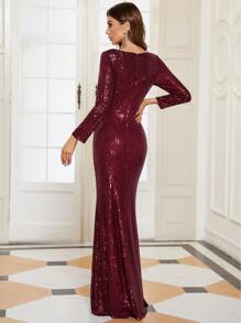EVERPRETTY Dress Zip Plain Glamor - Burgundy - View 2