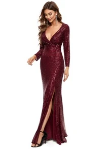 EVERPRETTY Dress Zip Plain Glamor - Burgundy - View 6