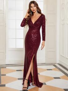 EVERPRETTY Dress Zip Plain Glamor - Burgundy - View 5