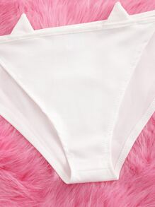 ROMWE Kawaii Cat Cut Out Frill Trim Costume Set Lingerie - White - View 4