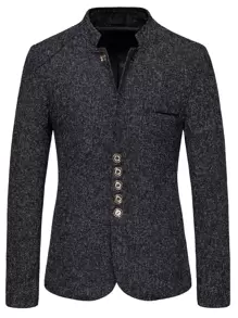 Manfinity Mode Men Marled Single Breasted Blazer - Black - View 1