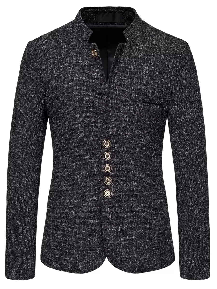 Manfinity Mode Men Marled Single Breasted Blazer - Black - View 1