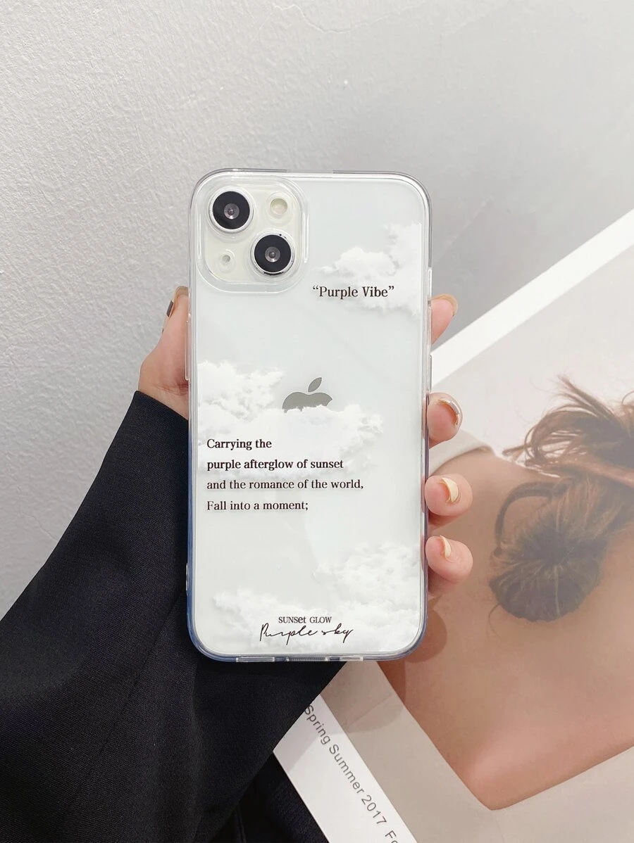 雲朵圖案透明手機殼 - 彩色 - 查看 1