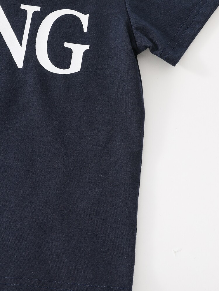 SHEIN Young Boy Letter Graphic Tee & Shorts - Multicolor - View 8