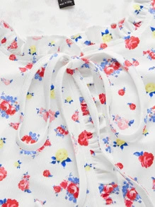 SHEIN MOD 印花前繫帶T恤 - 彩色 - 查看 4