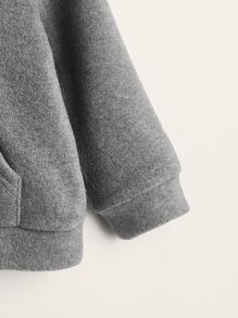 SHEIN 男童卡通刺绣袋鼠口袋3D耳朵设计抓绒卫衣 - 灰色 - 查看 4