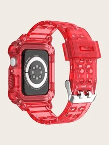 2 trong 1 Clear Watchband & Case Tương thích với Apple Watch - Đỏ - Xem 2