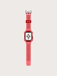 2 trong 1 Clear Watchband & Case Tương thích với Apple Watch - Đỏ - Xem 3
