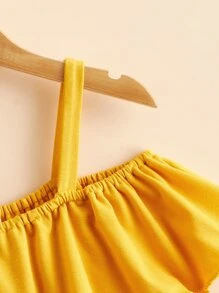 Niñas Top ribete con fruncido de hombros descubiertos & Shorts con estampado floral - Multicolor - Ver 3