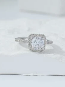 Nhẫn Khối Zirconia  Trang trí - Bạc - Xem 5