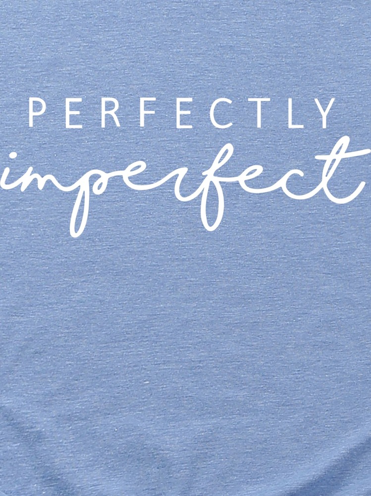 INAWLY Letter Graphic Round Neck Tee Graphic Tees Women Tops - Dusty Blue - View 6