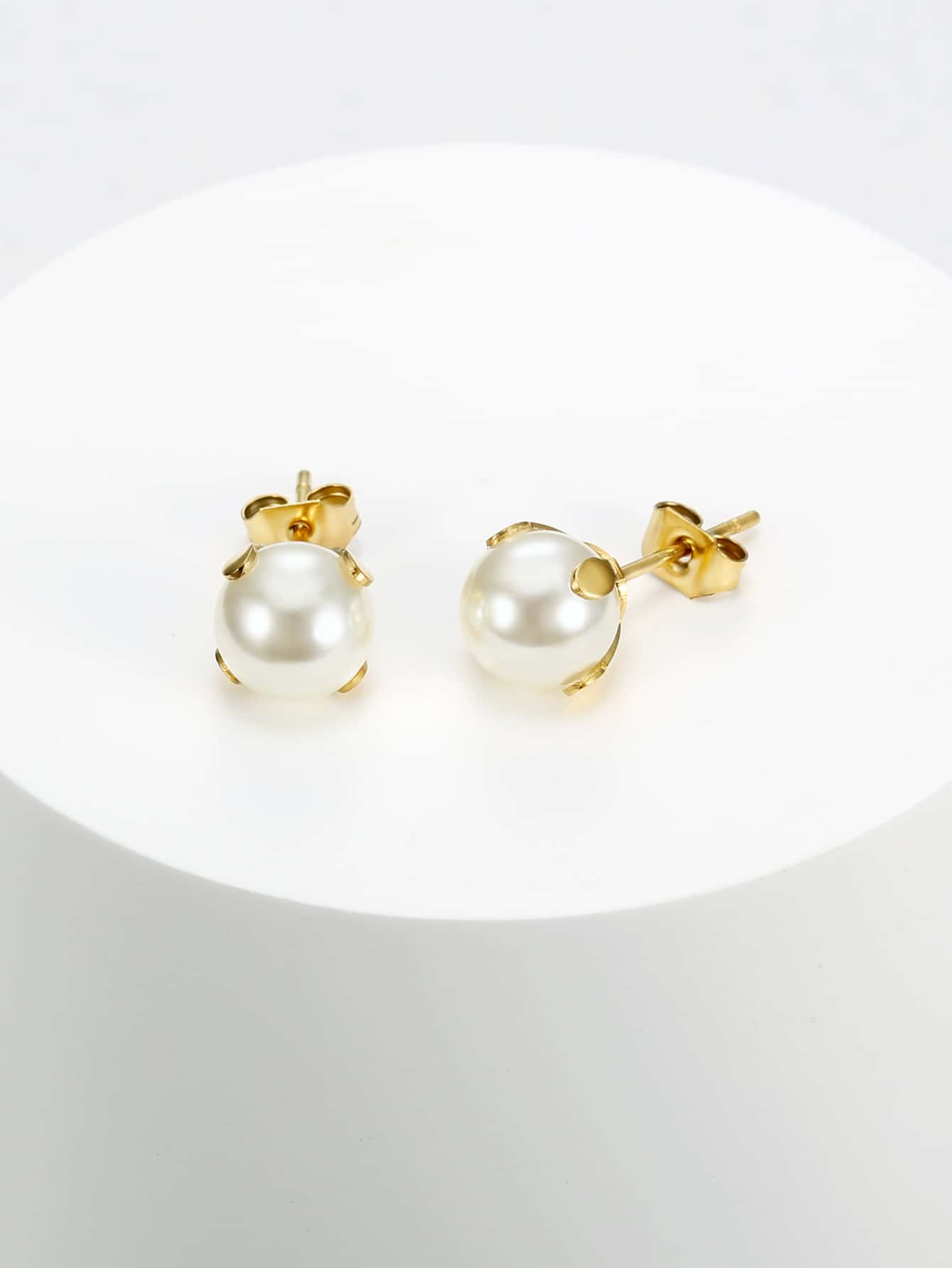 梨裝飾耳釘 - 白色 - 查看 1