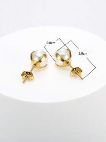 梨裝飾耳釘 - 白色 - 查看 2