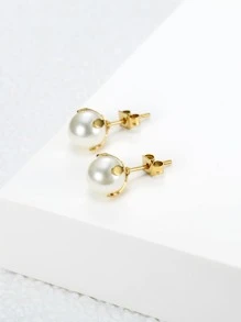 梨裝飾耳釘 - 白色 - 查看 3