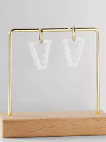 Geo Decor Hoop Earrings - White - View 1