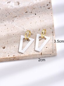 Geo Decor Hoop Earrings - White - View 3