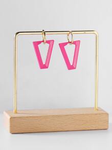Geo Decor Hoop Earrings - Hot Pink - View 1