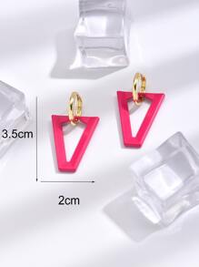 Geo Decor Hoop Earrings - Hot Pink - View 4