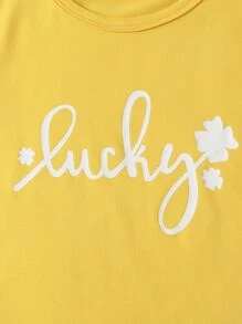 Toddler Girls Letter & Floral Print Tee - Yellow - View 4