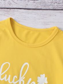 Toddler Girls Letter & Floral Print Tee - Yellow - View 5