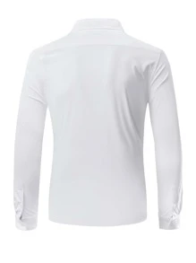 Manfinity Mode Nam Nút Phía Trước Slim Fit Dài Tay Lên Trơn Toàn Màu Trắng Công Sở Sơ Mi Công Sở - trắng - Xem 2