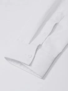 Manfinity Mode Nam Nút Phía Trước Slim Fit Dài Tay Lên Trơn Toàn Màu Trắng Công Sở Sơ Mi Công Sở - trắng - Xem 4