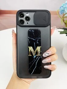 Slide Camera Cover Phone Case With Marble Wristband Holder - Multicolor - View 1