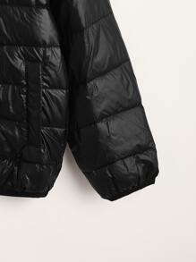 SHEIN Tween Boy Zip Up Hooded Padded Coat - Black - View 4