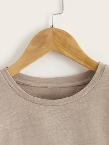 SHEIN Niños Camiseta tejido jaspeado con parche - Marrón Mocha - Ver 4