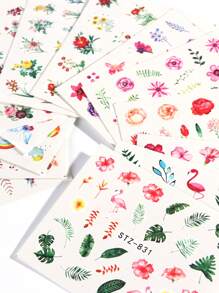 29sheets Plant Pattern Nail Water Decal Nail Stickers DIY - Multicolor - View 4