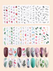 29sheets Plant Pattern Nail Water Decal Nail Stickers DIY - Multicolor - View 5