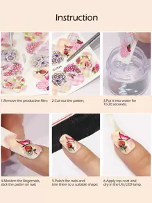 24pcs/Set Floral, Leaf, Butterfly Shaped Spring/Summer Stickers (Non-Adhesive) Nail Stickers DIY - Multicolor - View 3