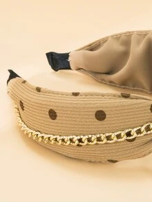 Knot & Chain Decor Wide Headband - Camel - View 3