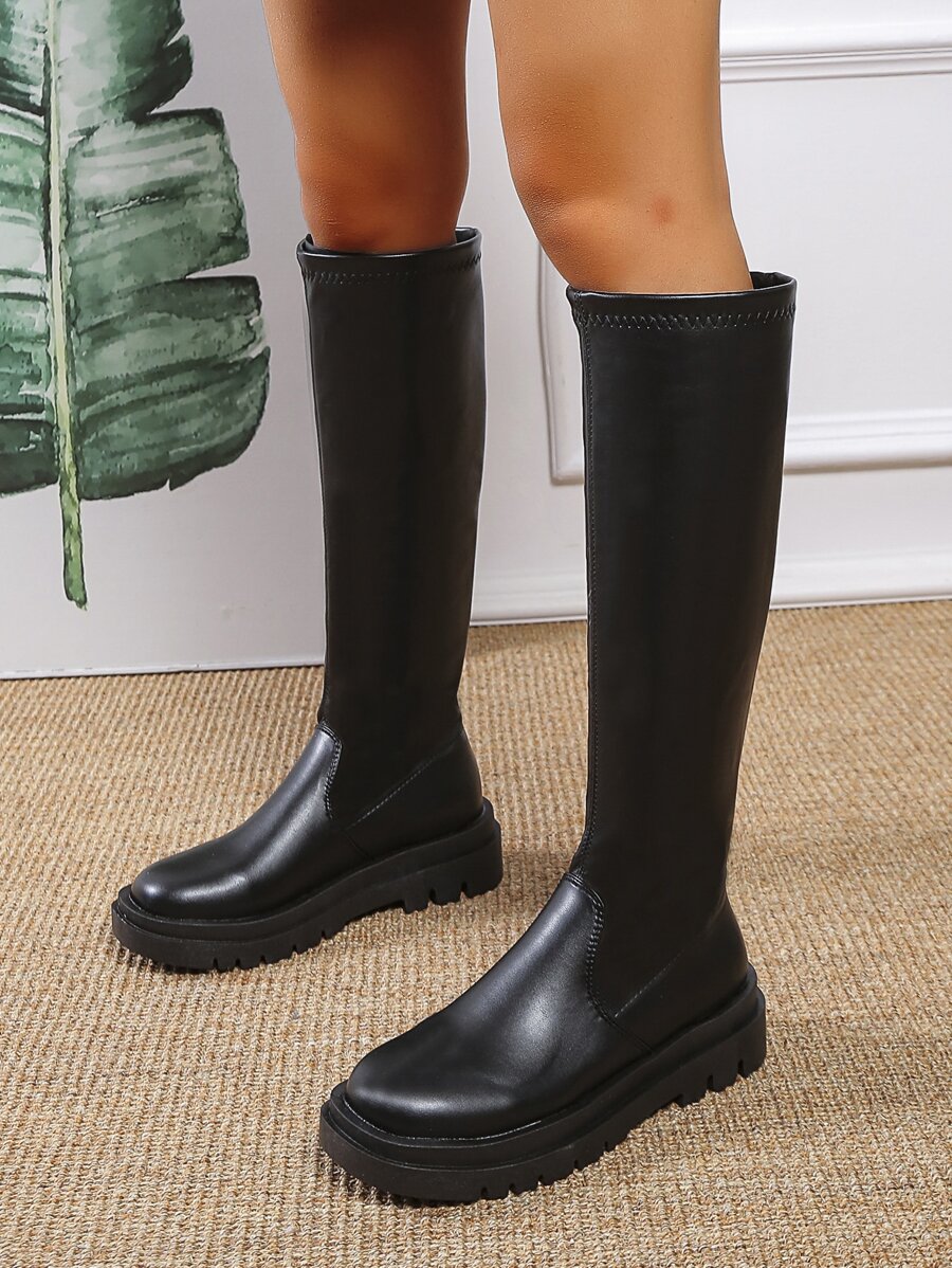 Minimalist Slip On Classic Boots - Black - View 1