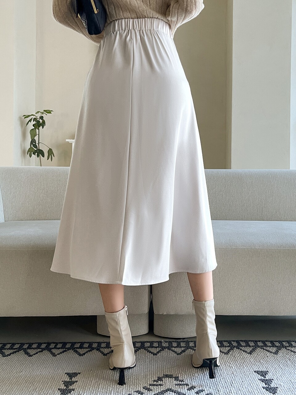 High Waist Plicated Detail Flared Skirt