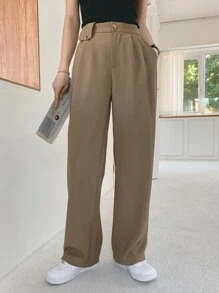 DAZY Letter Patched Detail Single Breasted Blazer & Trousers - Coffee Brown - View 8