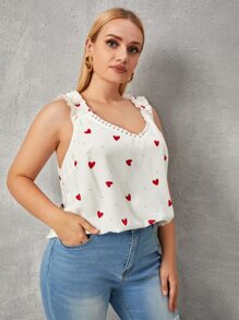 Áo hai dây Plus Size viền lá sen Tim Giải trí - trắng - Xem 1